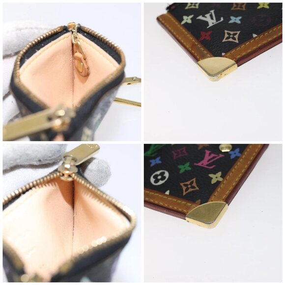 LOUIS VUITTON Multicolor Pochette Cles Coin Purse Black - Picture 12 of 15